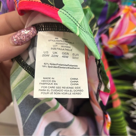 Shape Solver By Penbrooke Women's Lush Life Triple Tier Tankini Top NWOT 20W - Picture 4 of 6